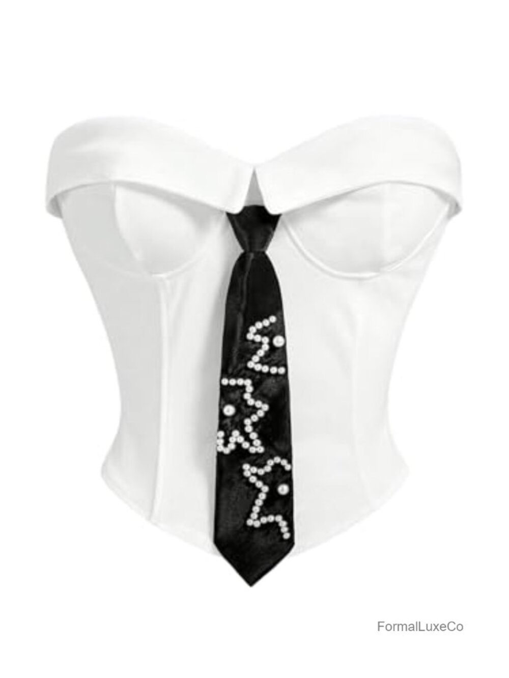 Beaded Strapless Corset Tie Crop Tube Top Y2K Going Out Party